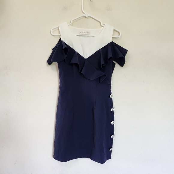 Aviva On Earth Cold Shoulder Ruffle Neckline Sailor Style Dress size 36/ Small - Picture 2 of 7